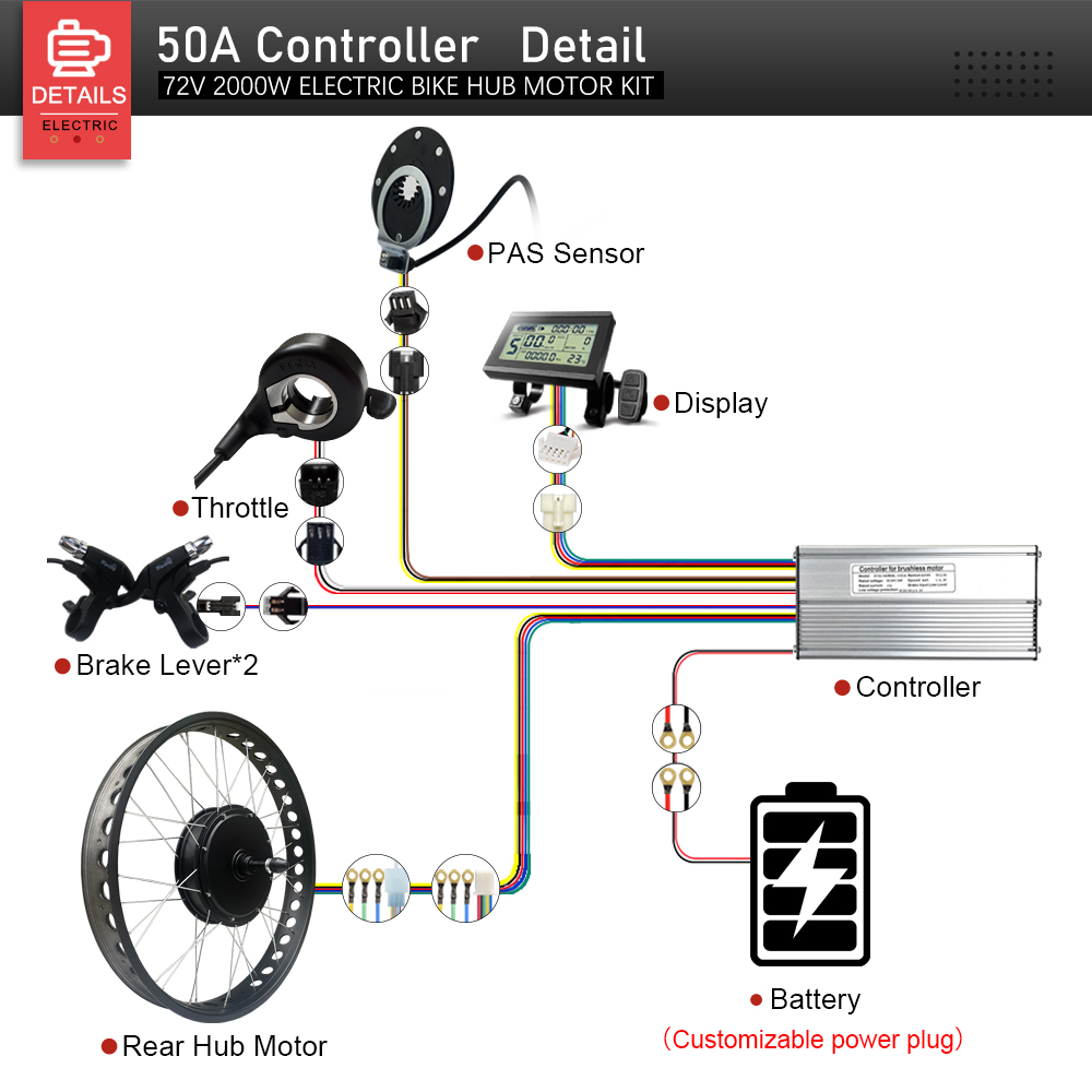 Electric Fat Bike Kit 72V 2000 - огляд і ціна Fat Tire Ebike Conversion Kit 2000W